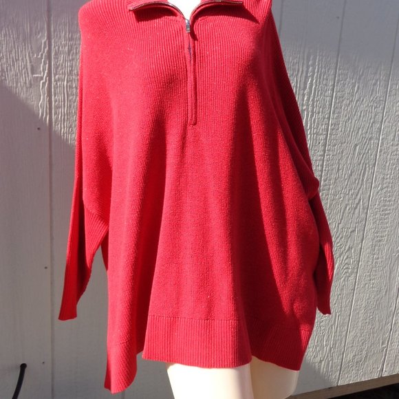 NWT Tommy Bahama OVERSIZED Red Sparkle Poncho Boxy Zip Sweater $118 Plus… - Picture 6 of 11